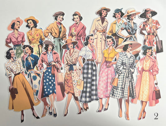 Mid Century Ladies Fussy Cuts - Set 2