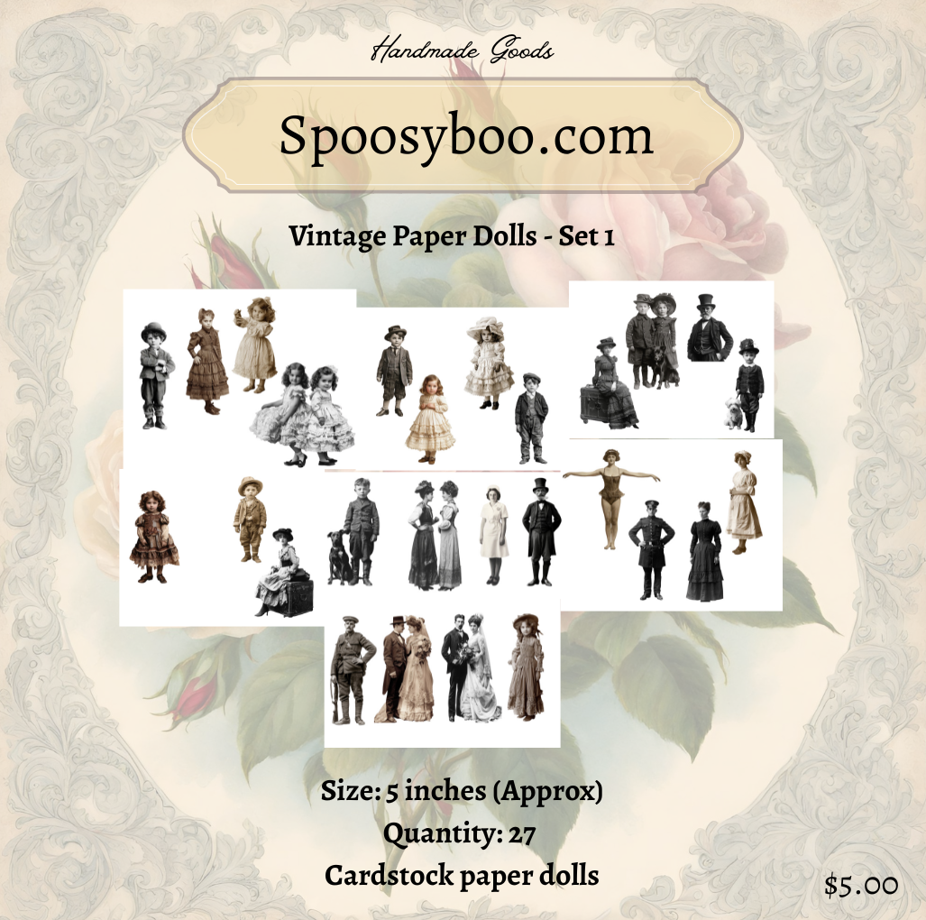 Vintage Style Paper Dolls - Set 1 - 5 inches High