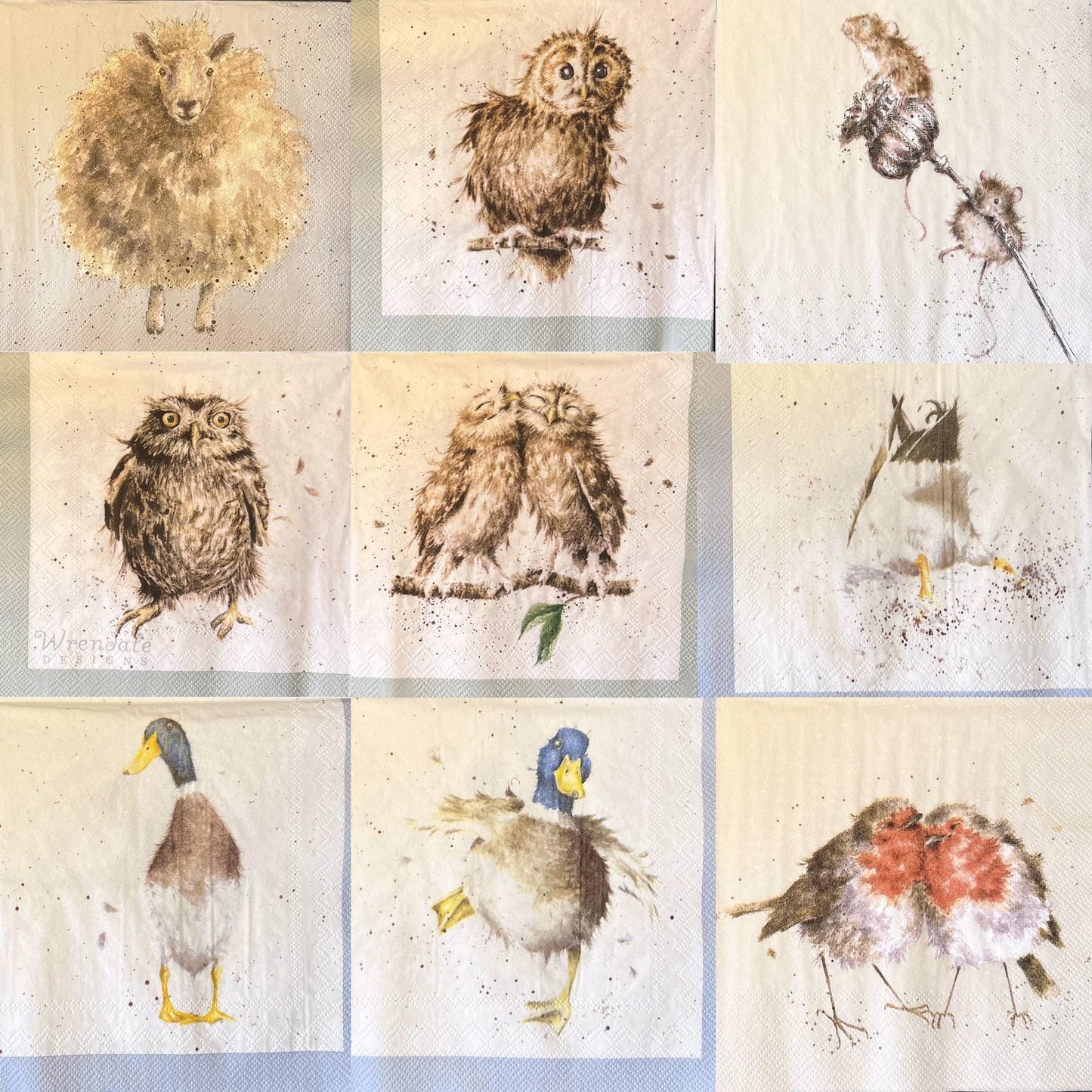 This image shows the many different side of many of the napkins included in this package (etsy image id: 6720419568)