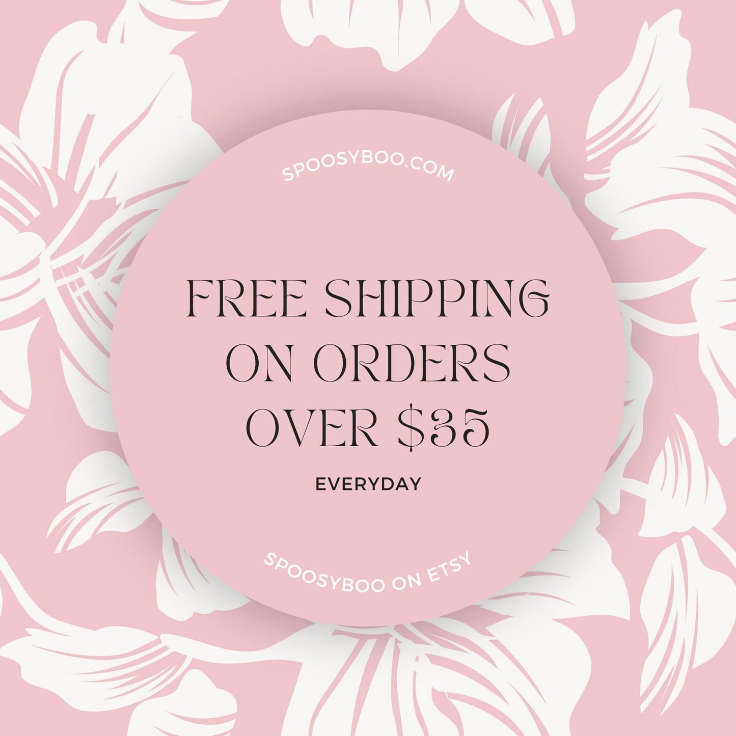 This image tells you about the free shipping available when you order over $35.00 in items from Spoosyboo (etsy image id: 7808554885)