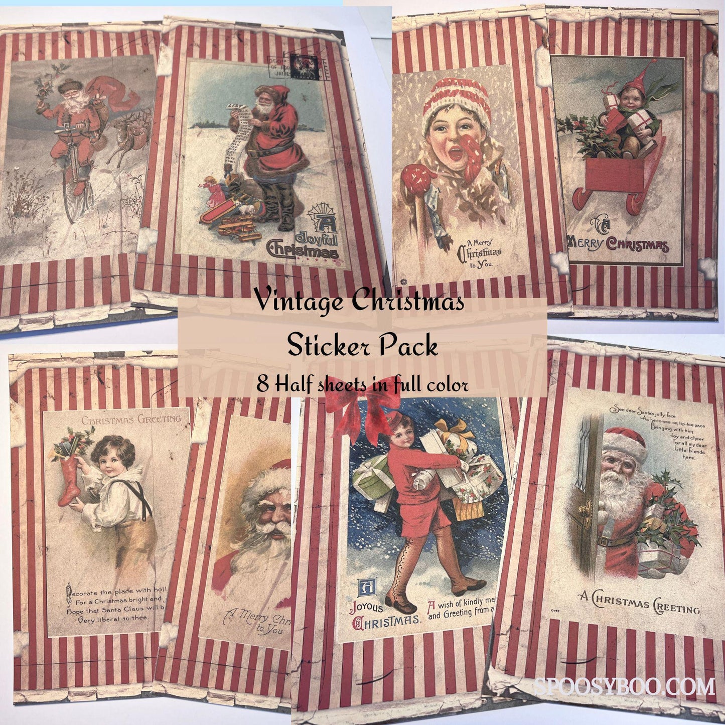 Vintage Style Christmas Sticker Pack, Old time Images, junk journals, art journals, ephemera, Large Sticker pack (etsy image id: 7808570363)
