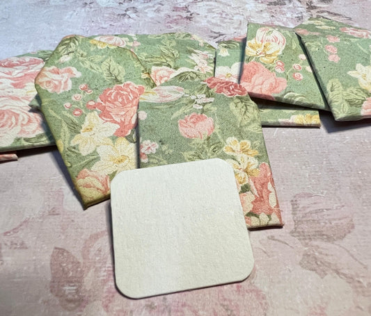 Envelopes, Miniature, green floral cardstock set of 10, 1” x 1” cottage-inspired (etsy image id: 7808618211)