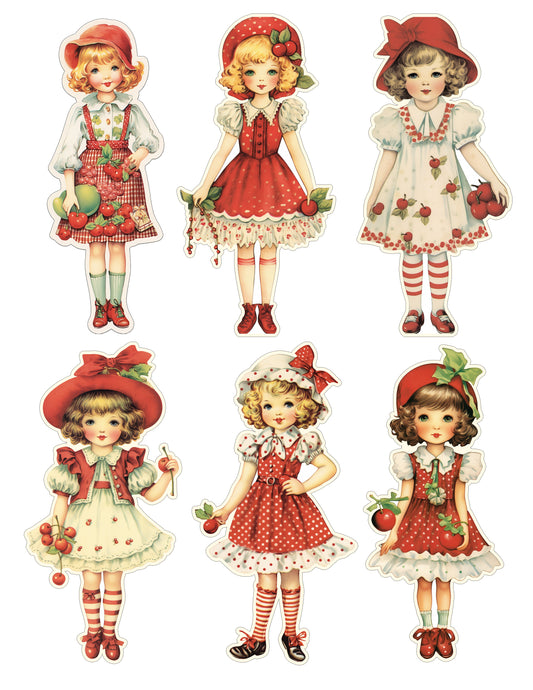 Cherry Girls, Paper Dolls sets 5 Inch size