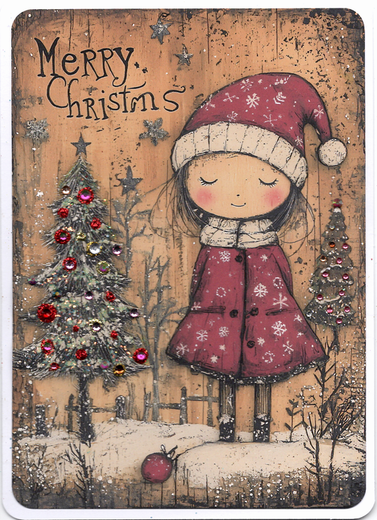 Merry Christmas Girl with her tree