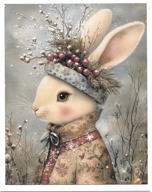 Bunny Rabbit Christmas Holiday Greeting Card