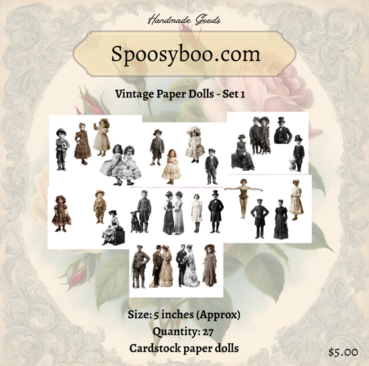 Vintage Style Paper Dolls - Set 1 - 5 inches High