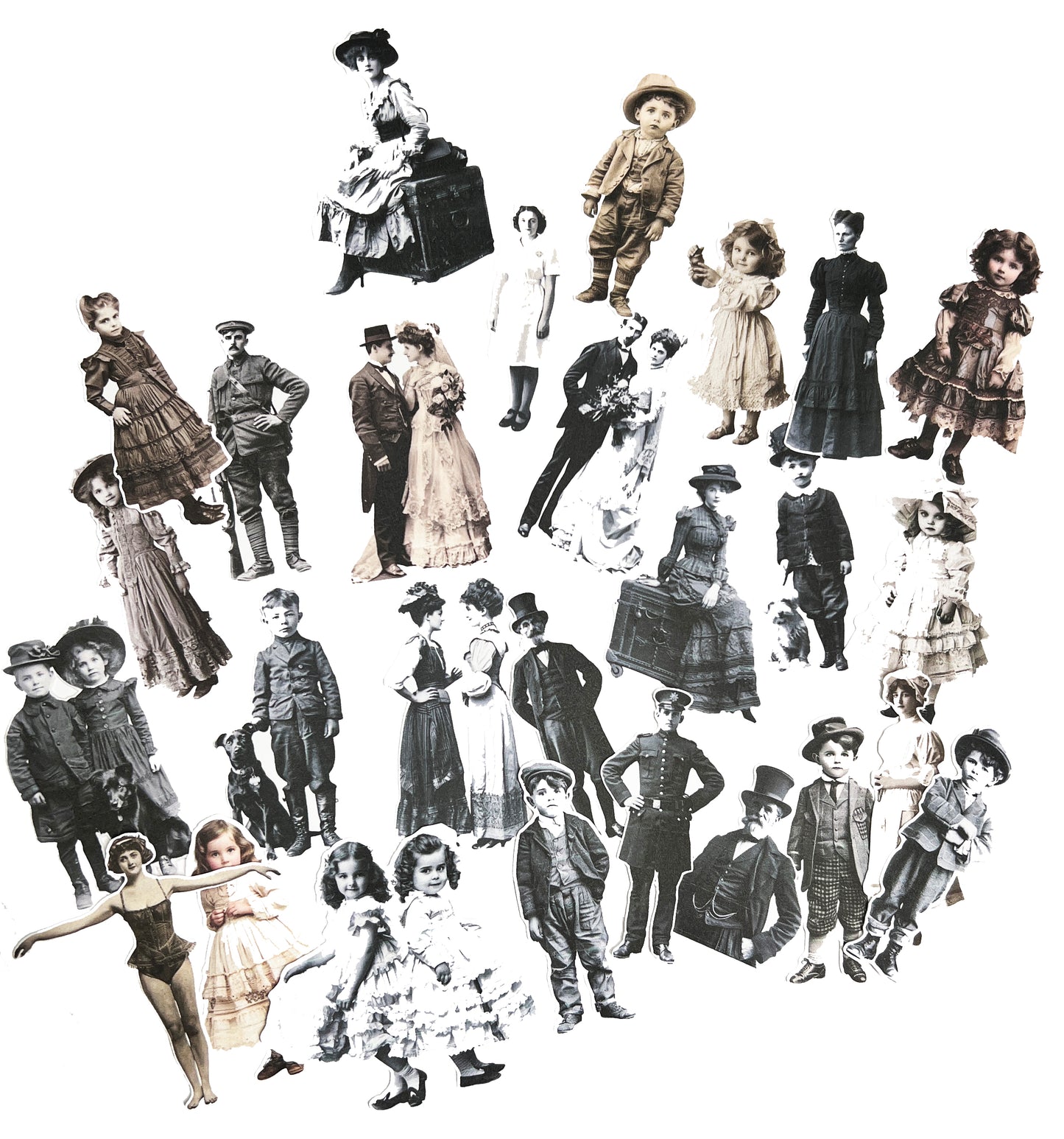 Vintage Style Paper Dolls - Set 1 - 5 inches High