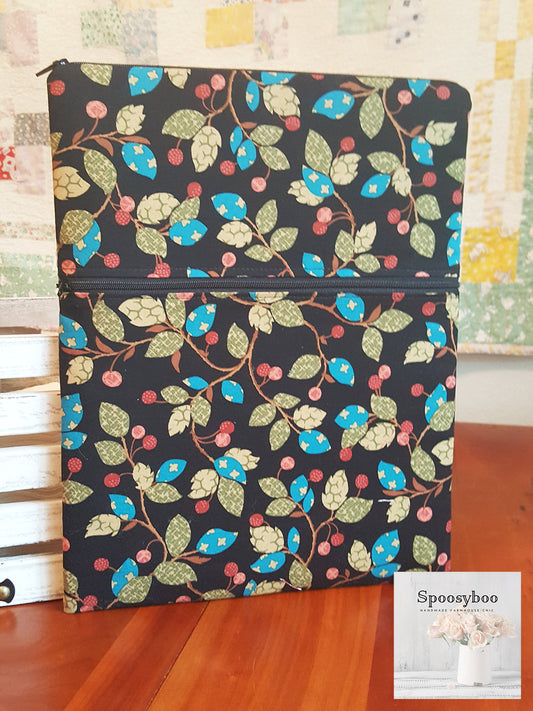 Vine Print Padded Laptop Sleeve: Black iPad Pro 12.9 or 13 inch Case (etsy image id: 1697713677)