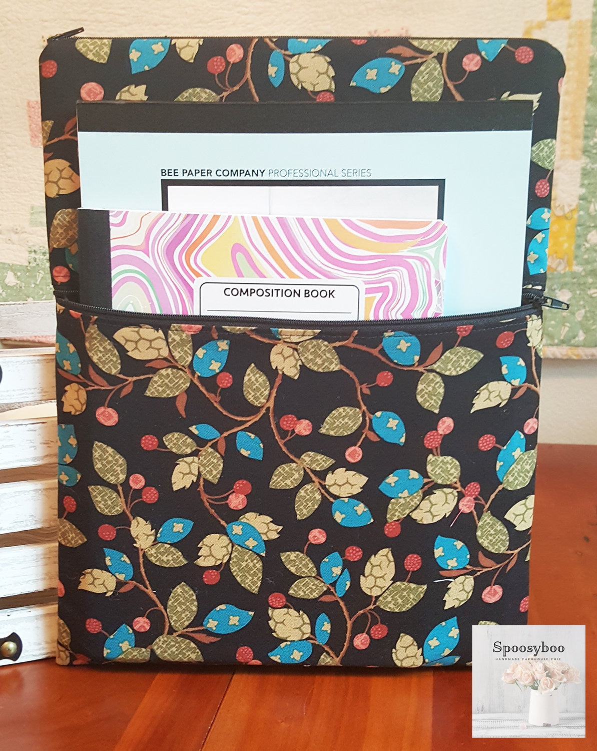 Vine Print Padded Laptop Sleeve: Black iPad Pro 12.9 or 13 inch Case (etsy image id: 1697714037)