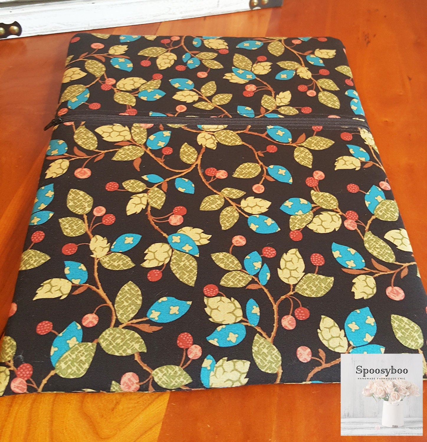 Vine Print Padded Laptop Sleeve: Black iPad Pro 12.9 or 13 inch Case (etsy image id: 1697714227)