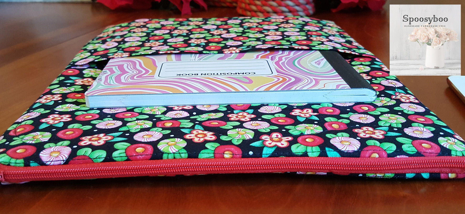 Floral iPad Pro 12.9/13" Laptop Sleeve: Padded Zipper Case (etsy image id: 1730812447)