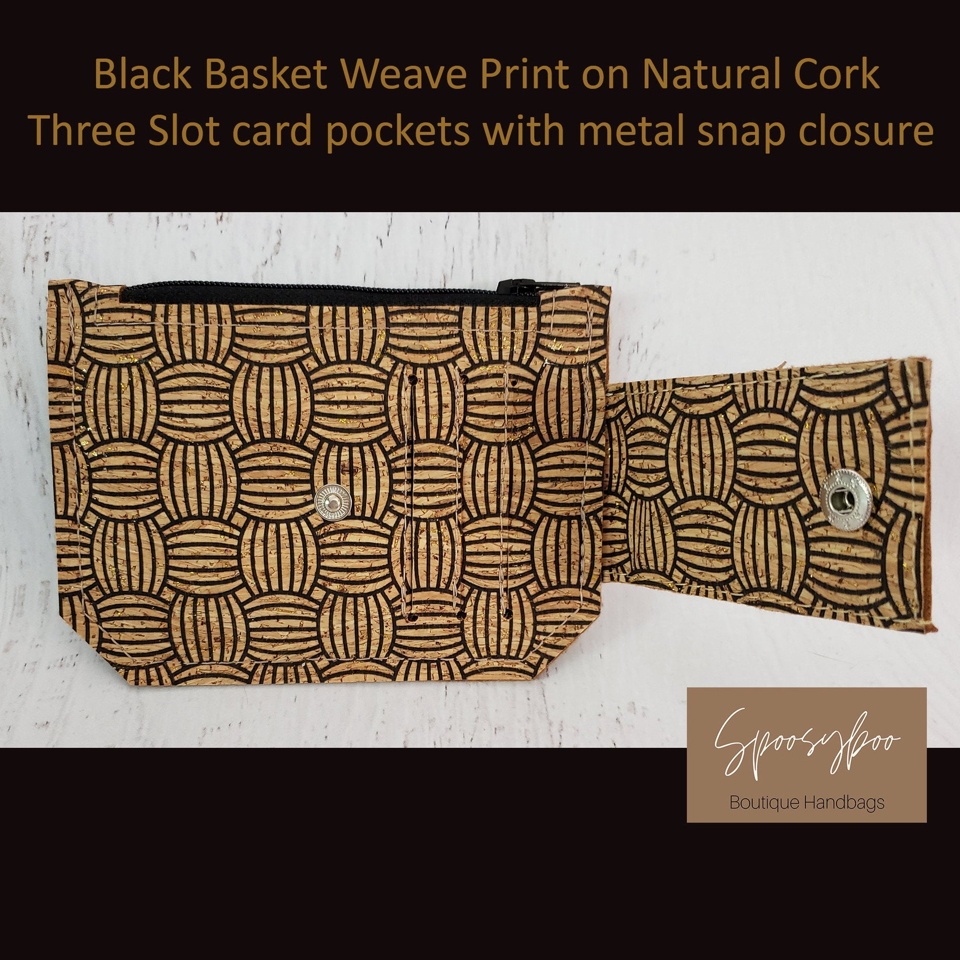 Handmade Cork Wallet: Slim Basket Weave Print, Minimalist Pocket (etsy image id: 3326099545)