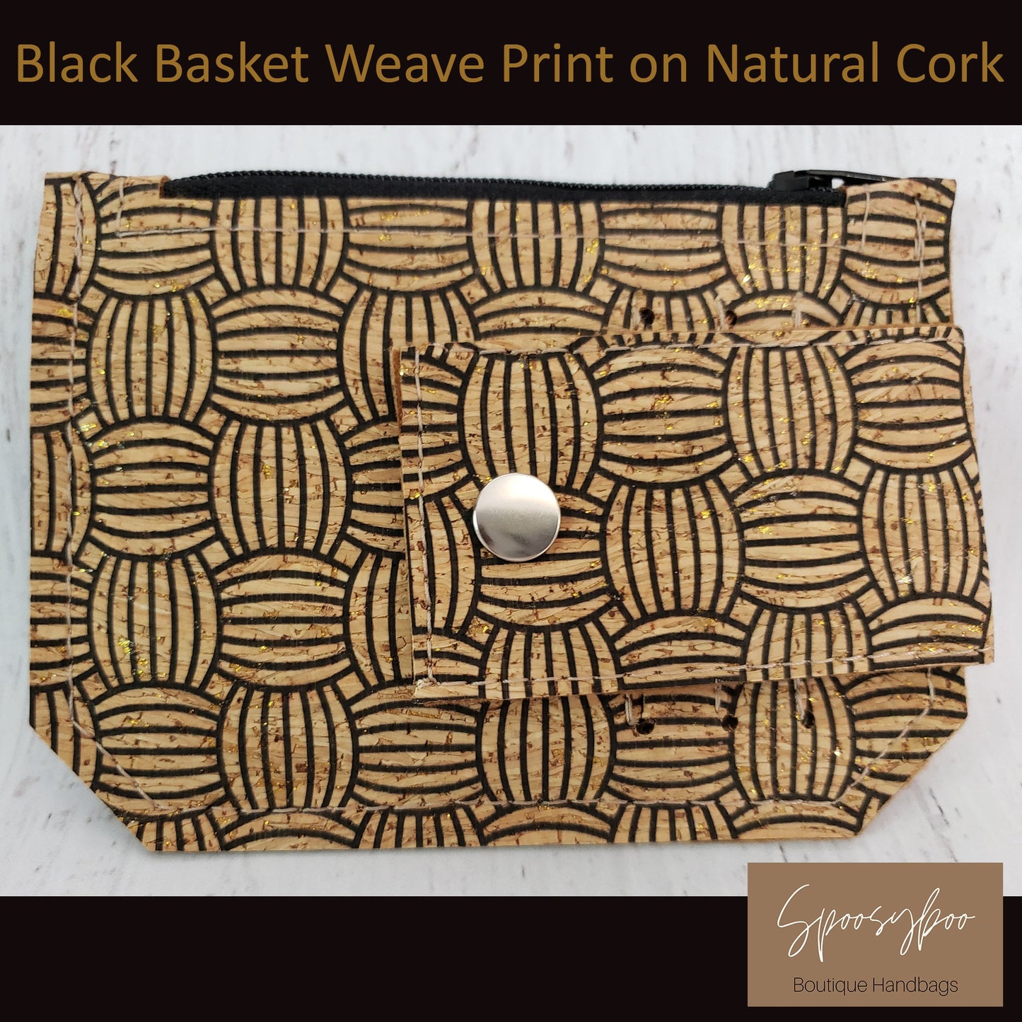 Handmade Cork Wallet: Slim Basket Weave Print, Minimalist Pocket (etsy image id: 3326099577)