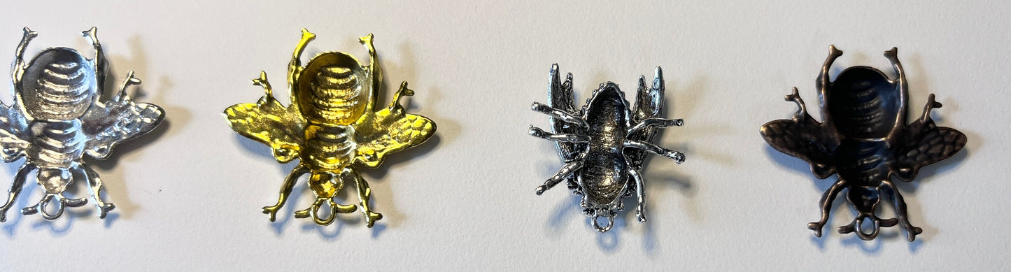 Large Bee Charms: Bronze, Silver, Gold Finish - Jewelry Making (etsy image id: 4168355436)