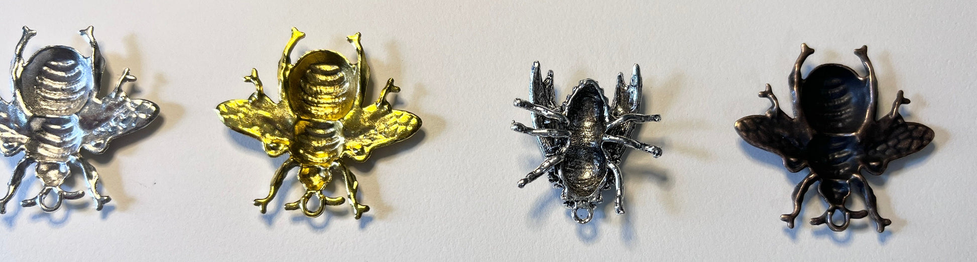 Large Bee Charms: Bronze, Silver, Gold Finish - Jewelry Making (etsy image id: 4168355436)