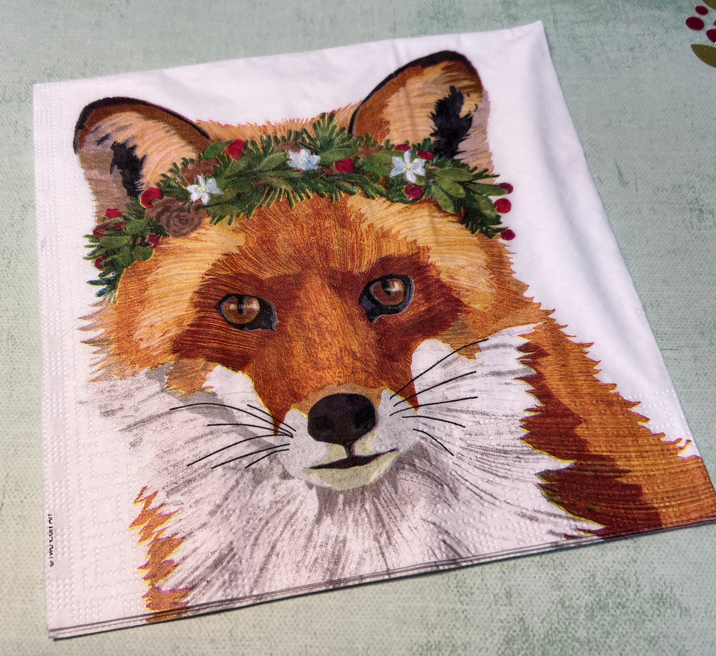 Christmas Foxes, Christmas Raccoon, Collage, decoupage supplies (etsy image id: 4339522140)