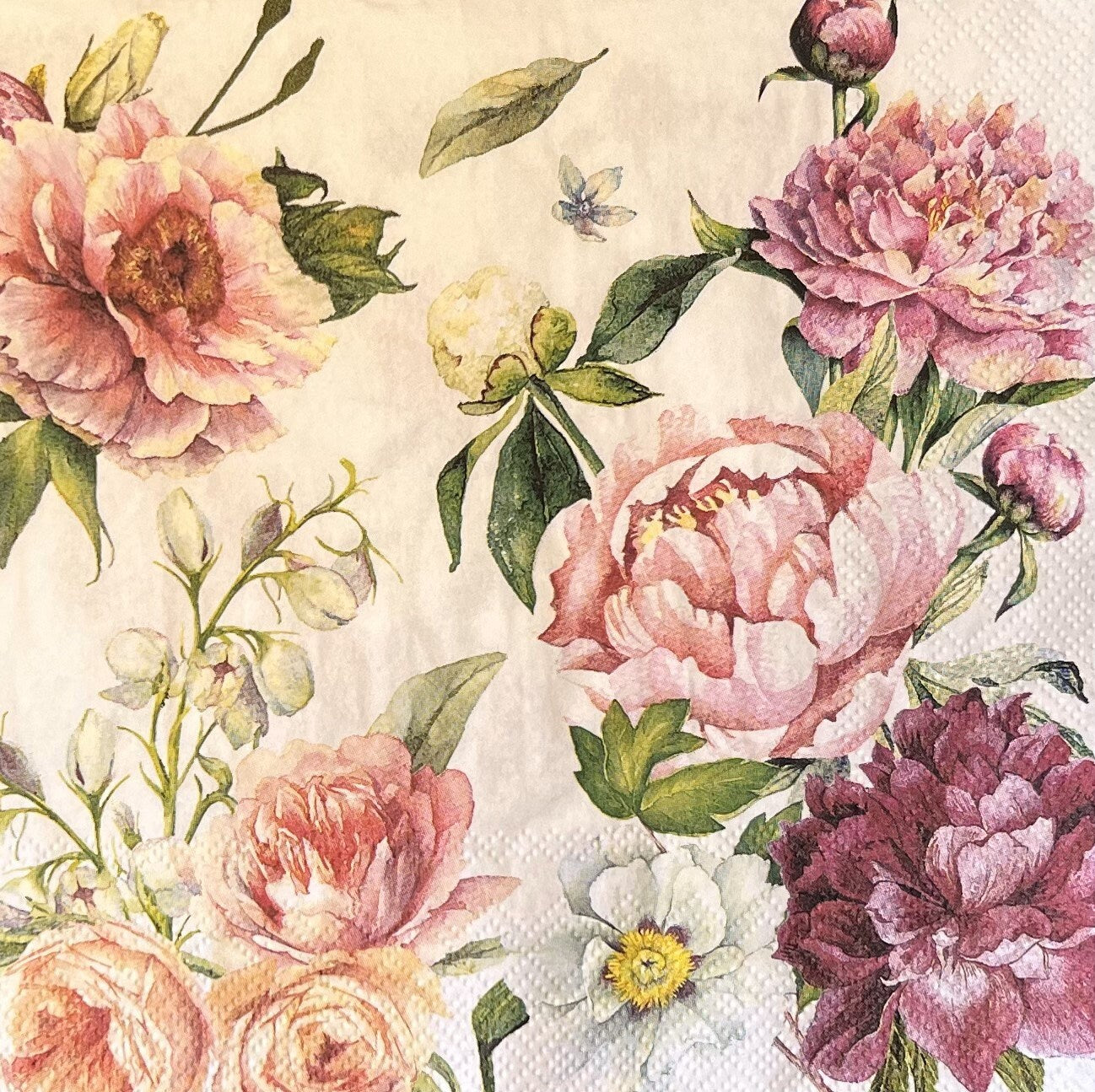 Artistic napkins Florals and bee  illustrations, mixed media, collage, Paper crafting (etsy image id: 4854412223)