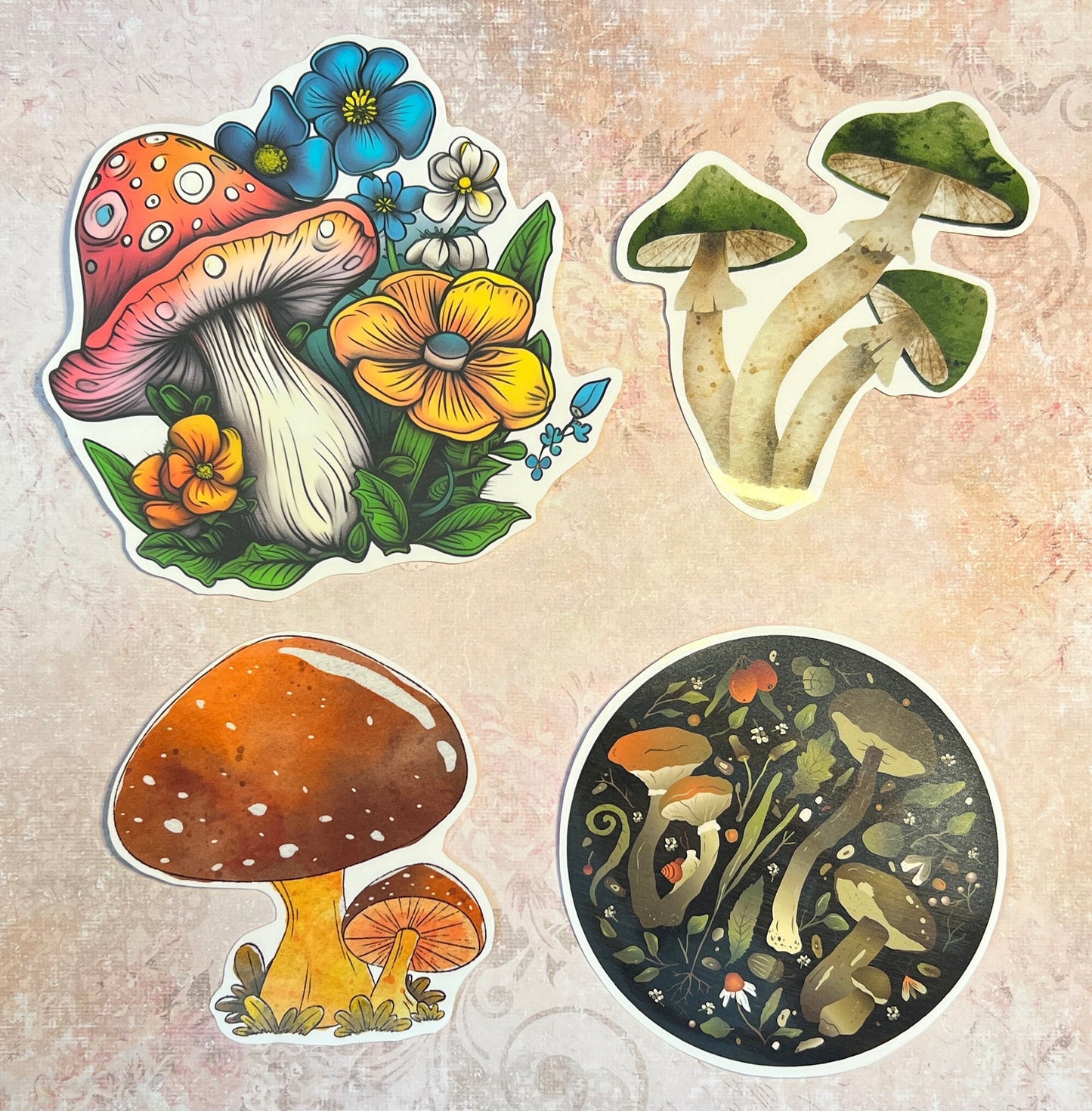 set of four vinyl sticker images for pack fo stickers (etsy image id: 5603918964)