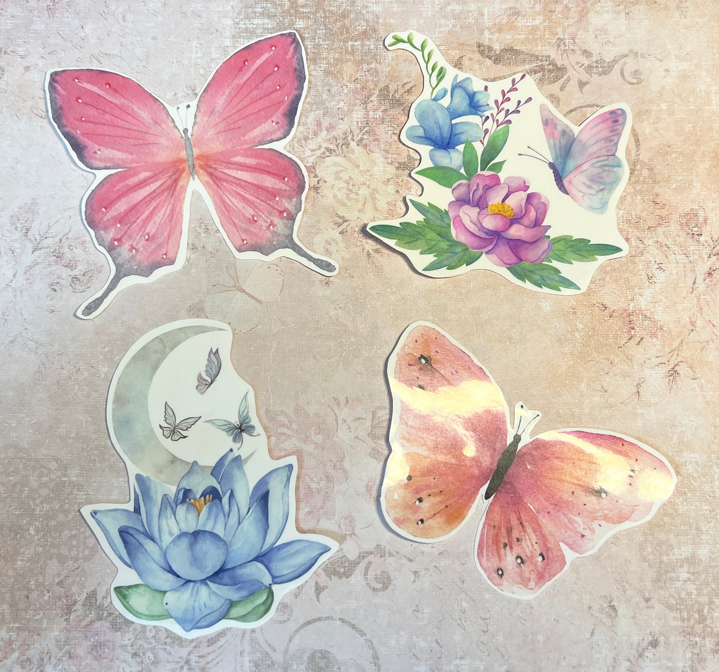 Set of 4 larger Butterfly Garden stickers, coated with peel off back (etsy image id: 5638808061)