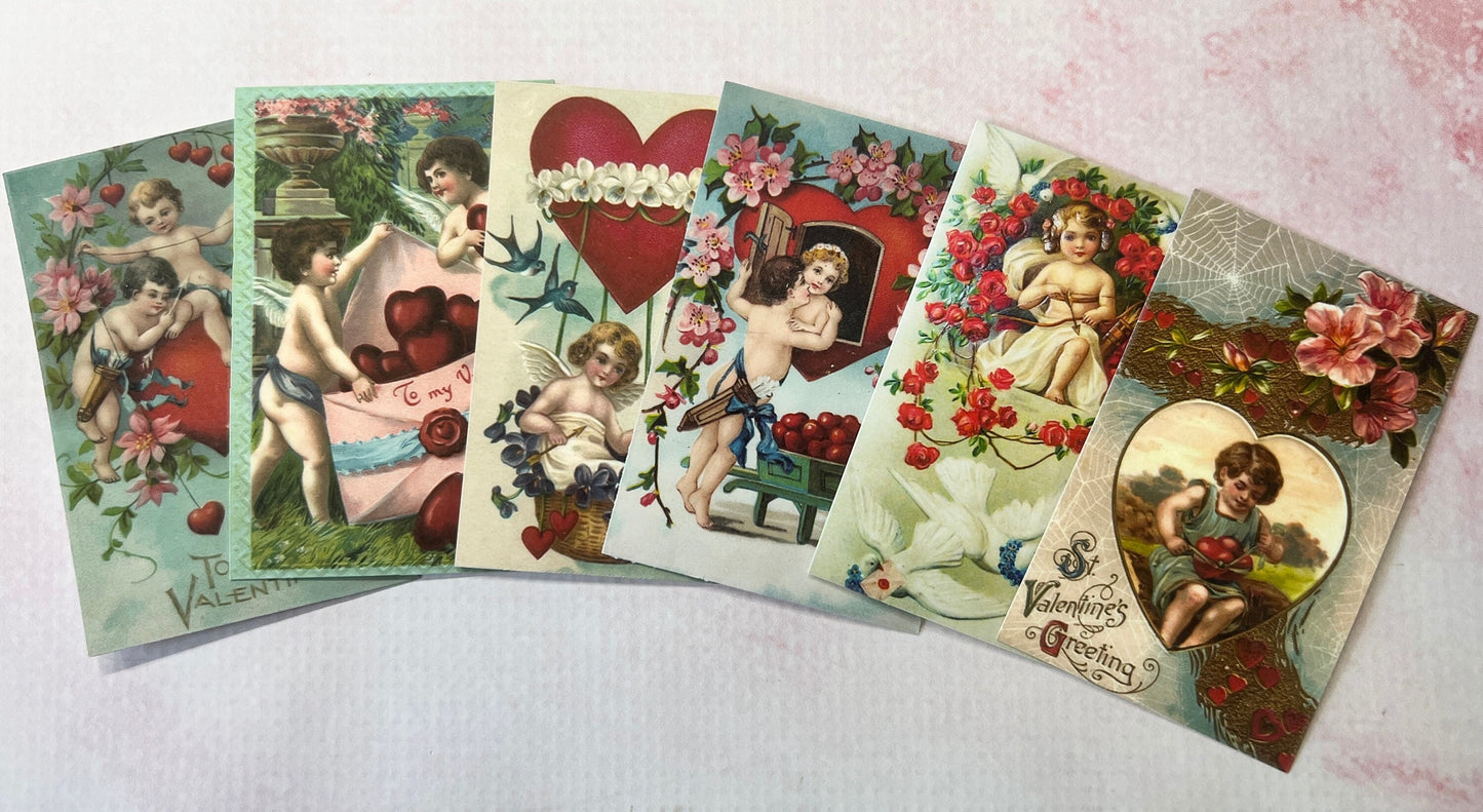 Vintage Valentine Stickers: Antique Style Cupid - Set of 6 (etsy image id: 5695259917)