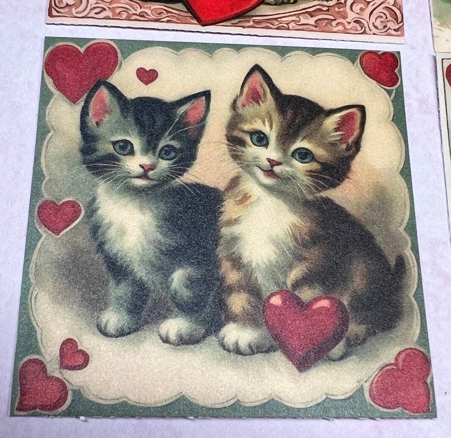 Vintage style Valentine Kitties Matte stickers (etsy image id: 5700528004)