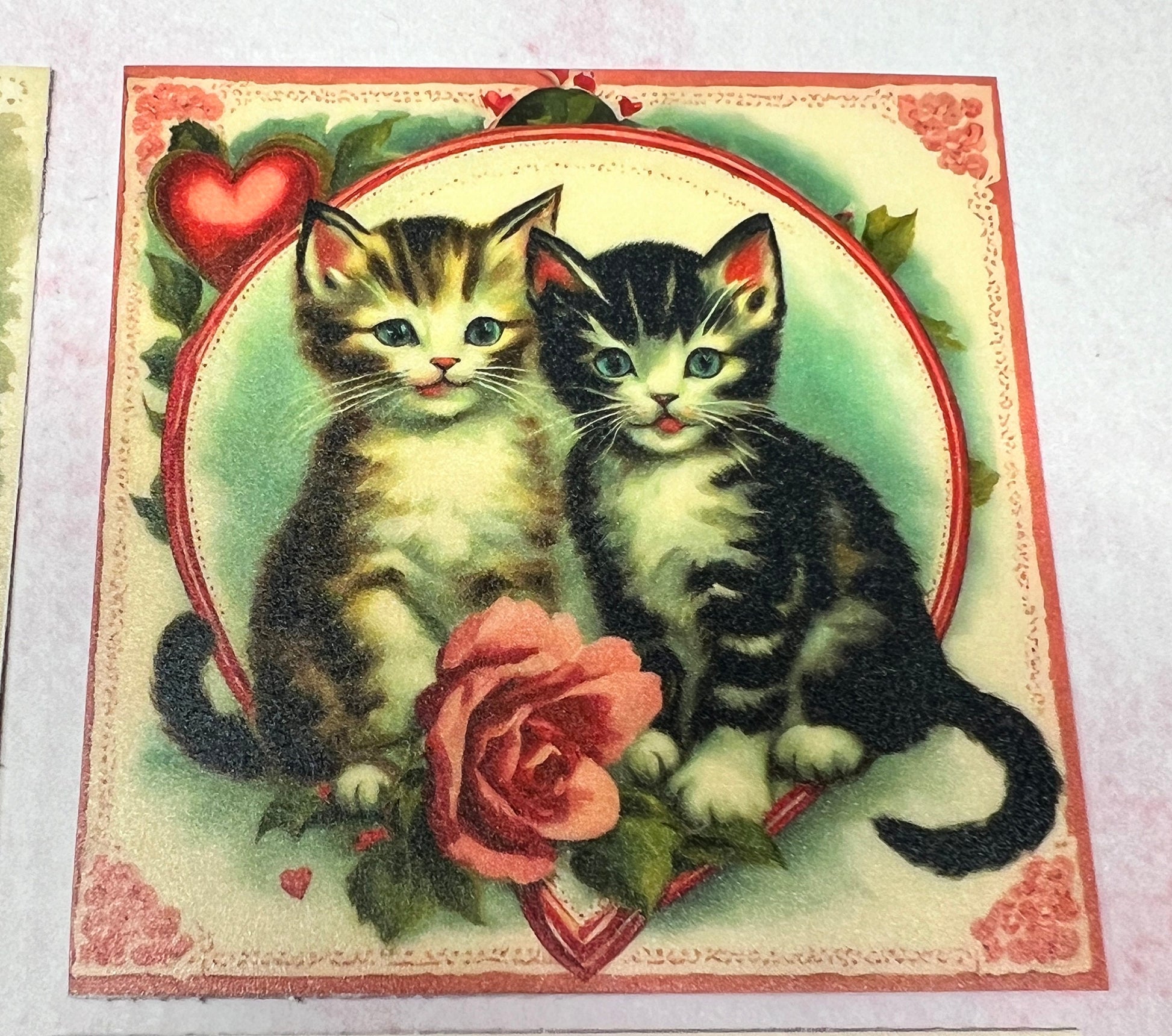 Vintage style Valentine Kitties Matte stickers (etsy image id: 5700528254)