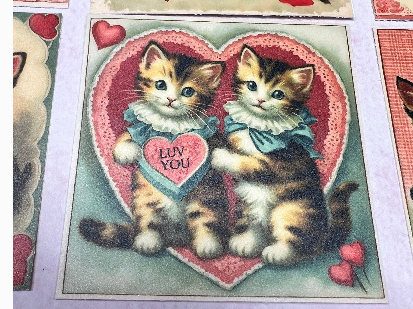 Vintage style Valentine Kitties Matte stickers (etsy image id: 5700528716)