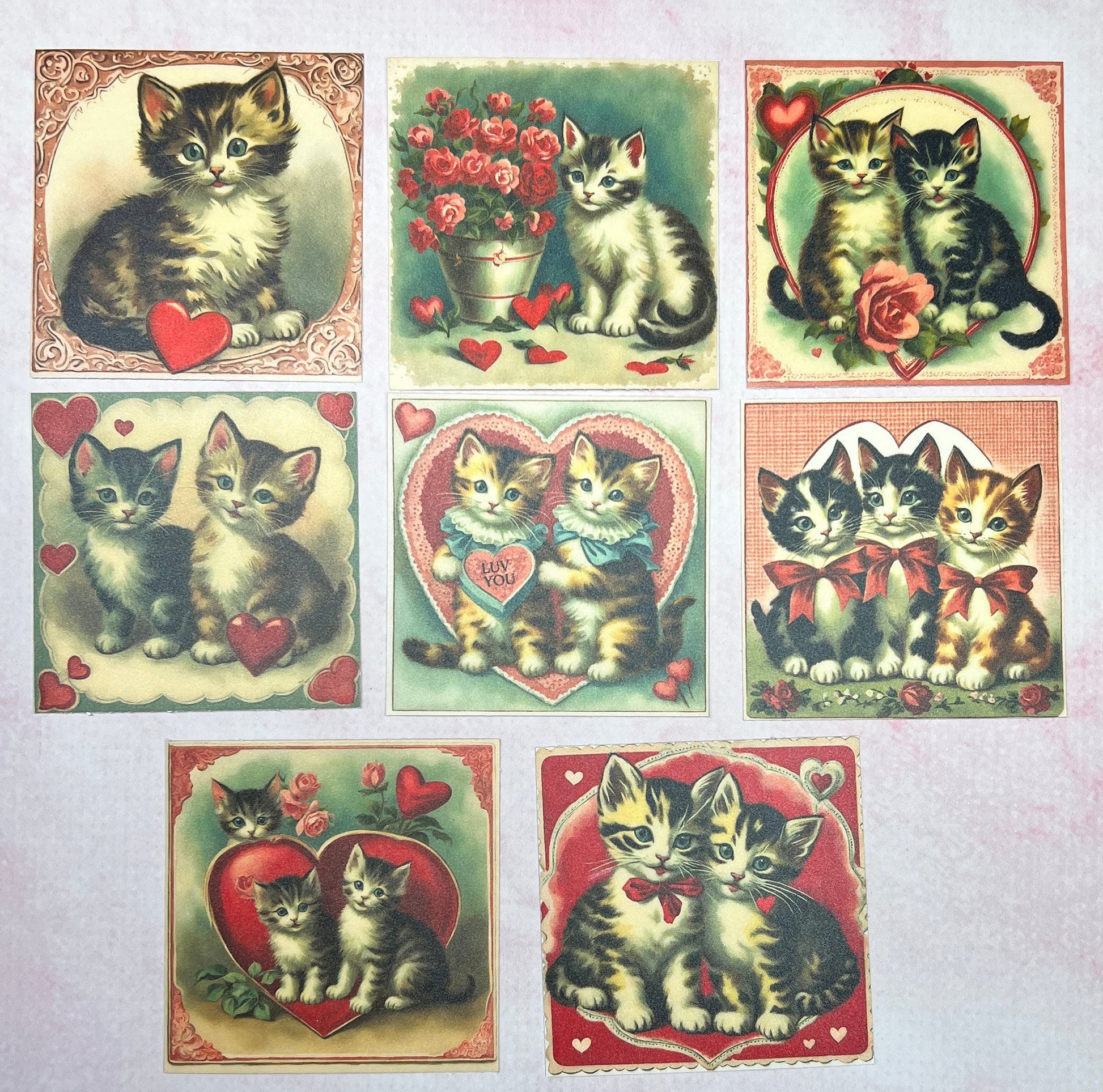 Vintage style Valentine Kitties Matte stickers (etsy image id: 5700529490)