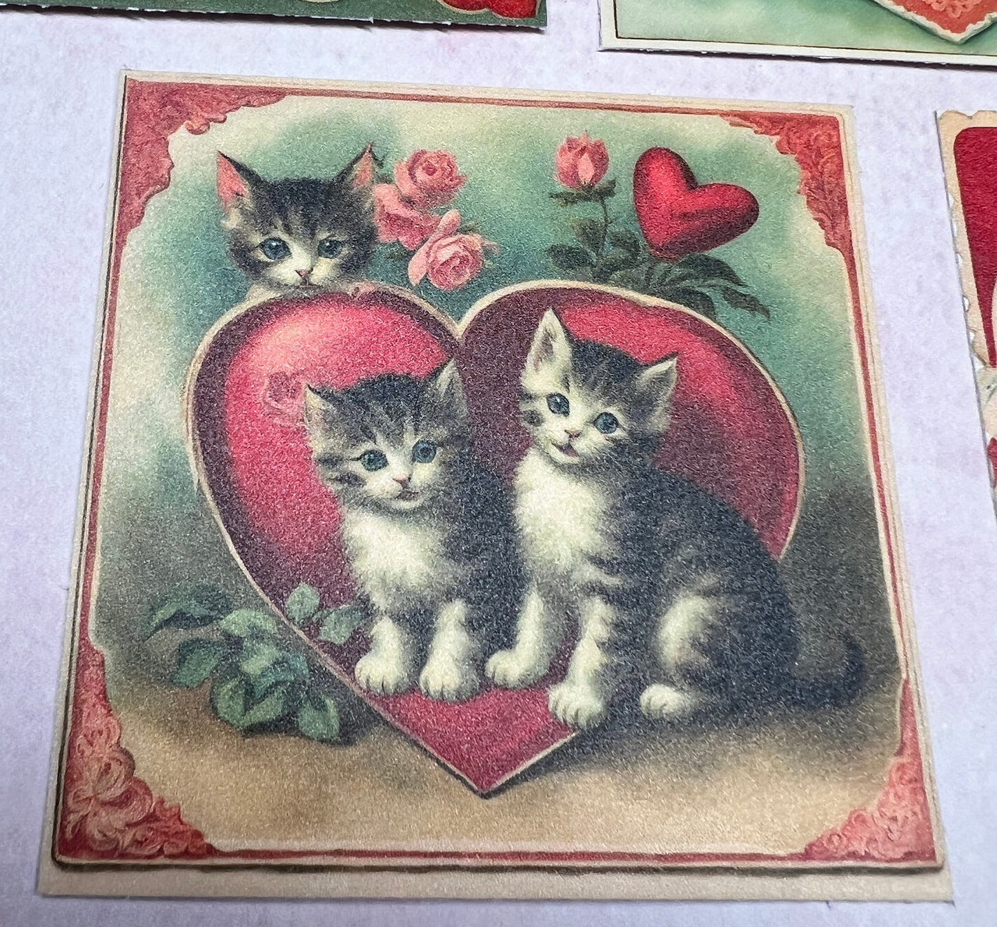 Vintage style Valentine Kitties Matte stickers (etsy image id: 5748584035)