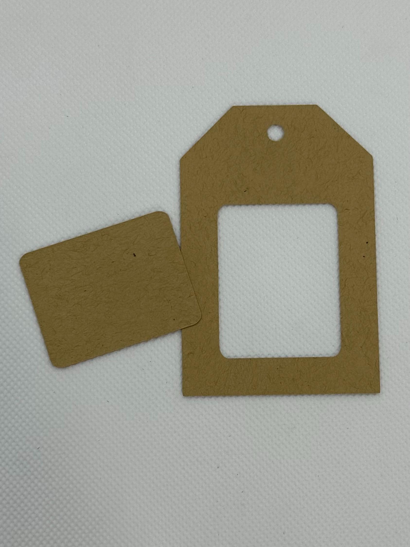 Die-Cut Frame Tags in  light brown Kraft + Small Card (etsy image id: 6531603378)