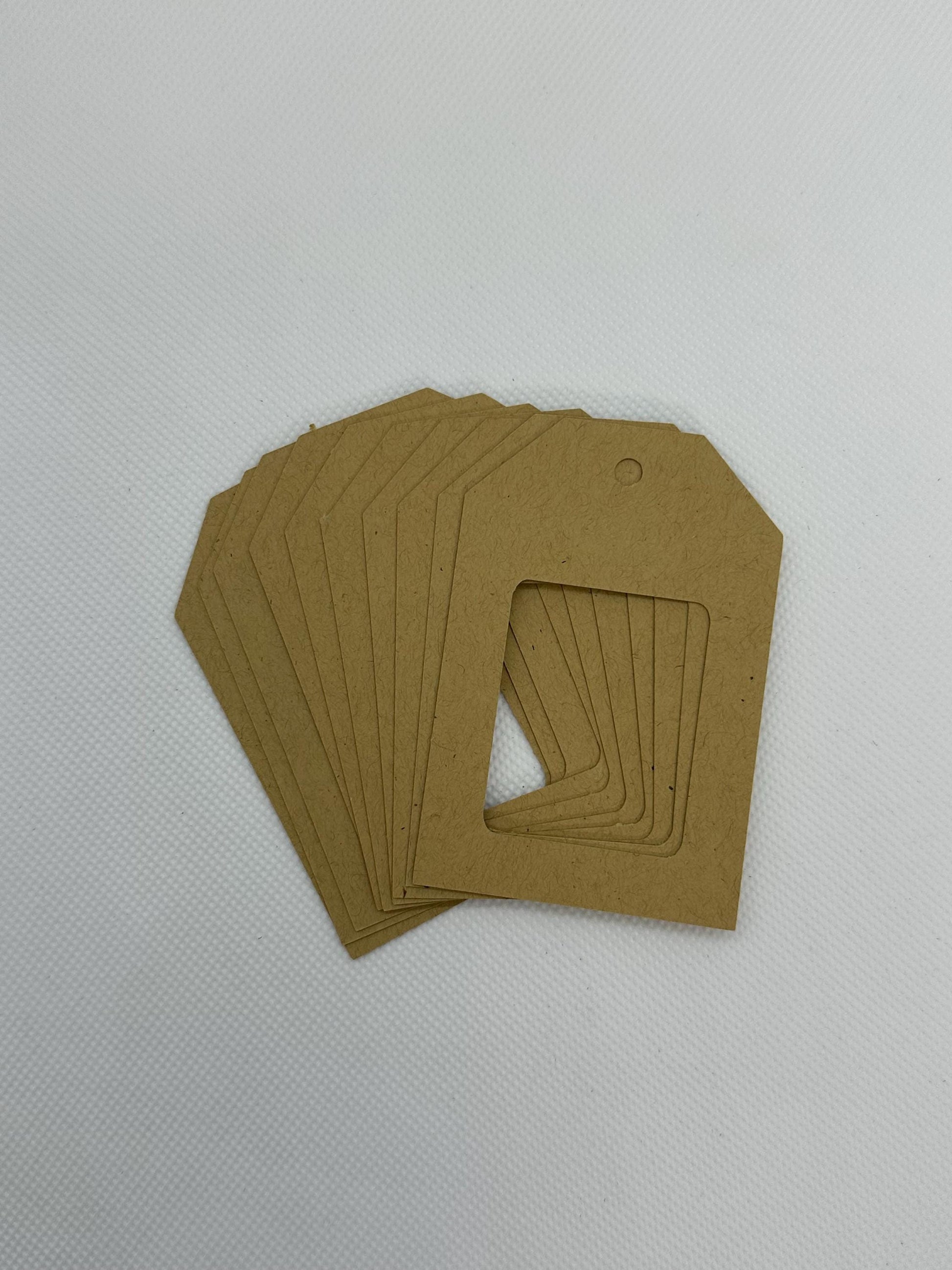 Die-Cut Frame Tags in  light brown Kraft + Small Card (etsy image id: 6531603450)