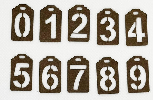this image depicts small cutout number tags in brown (etsy image id: 6533143980)