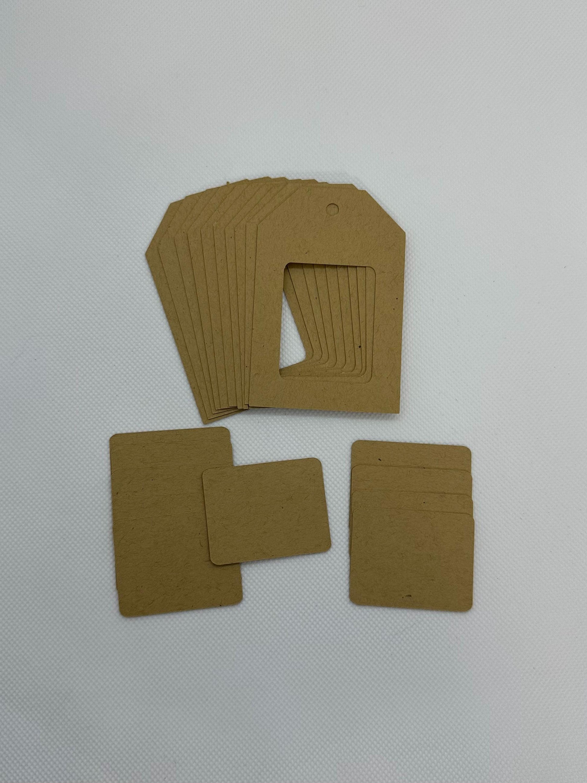 Die-Cut Frame Tags in  light brown Kraft + Small Card (etsy image id: 6579723423)