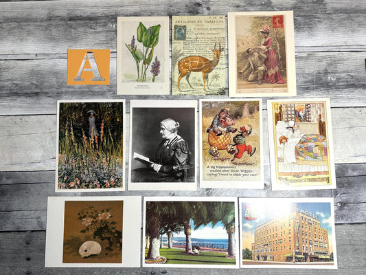 This image shows set A of 10 Vintage postcards (etsy image id: 6614296527)