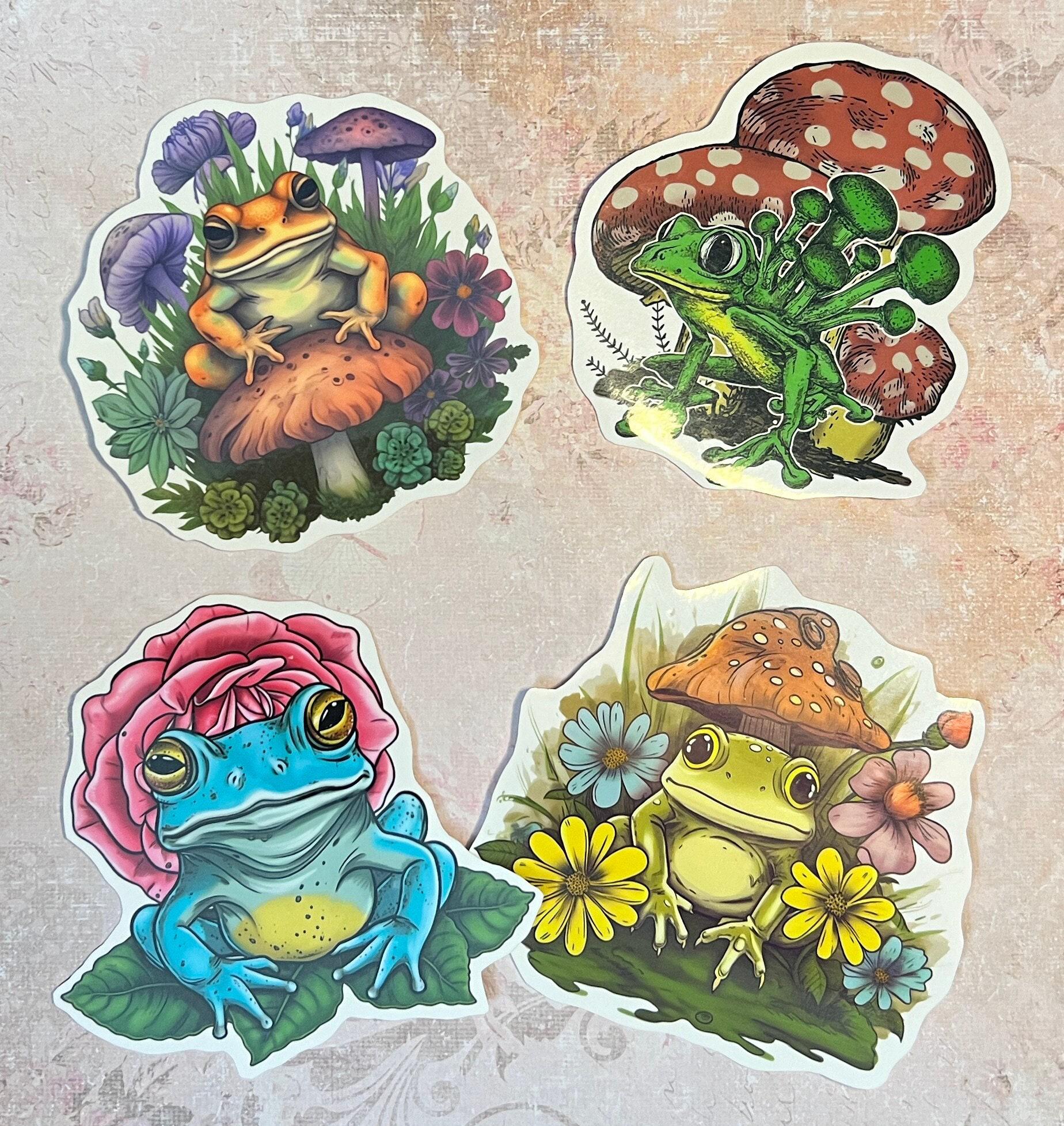 Full set of the four frog stickers (etsy image id: 6646218682)