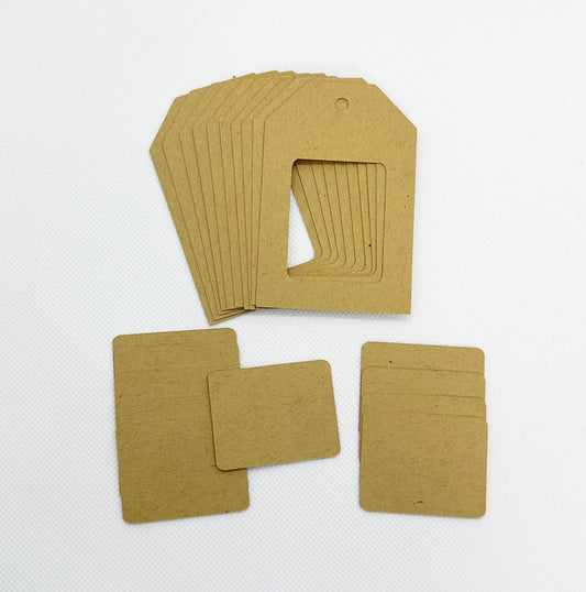 Die-Cut Frame Tags in Kraft with blank Small Card (etsy image id: 6695573460)