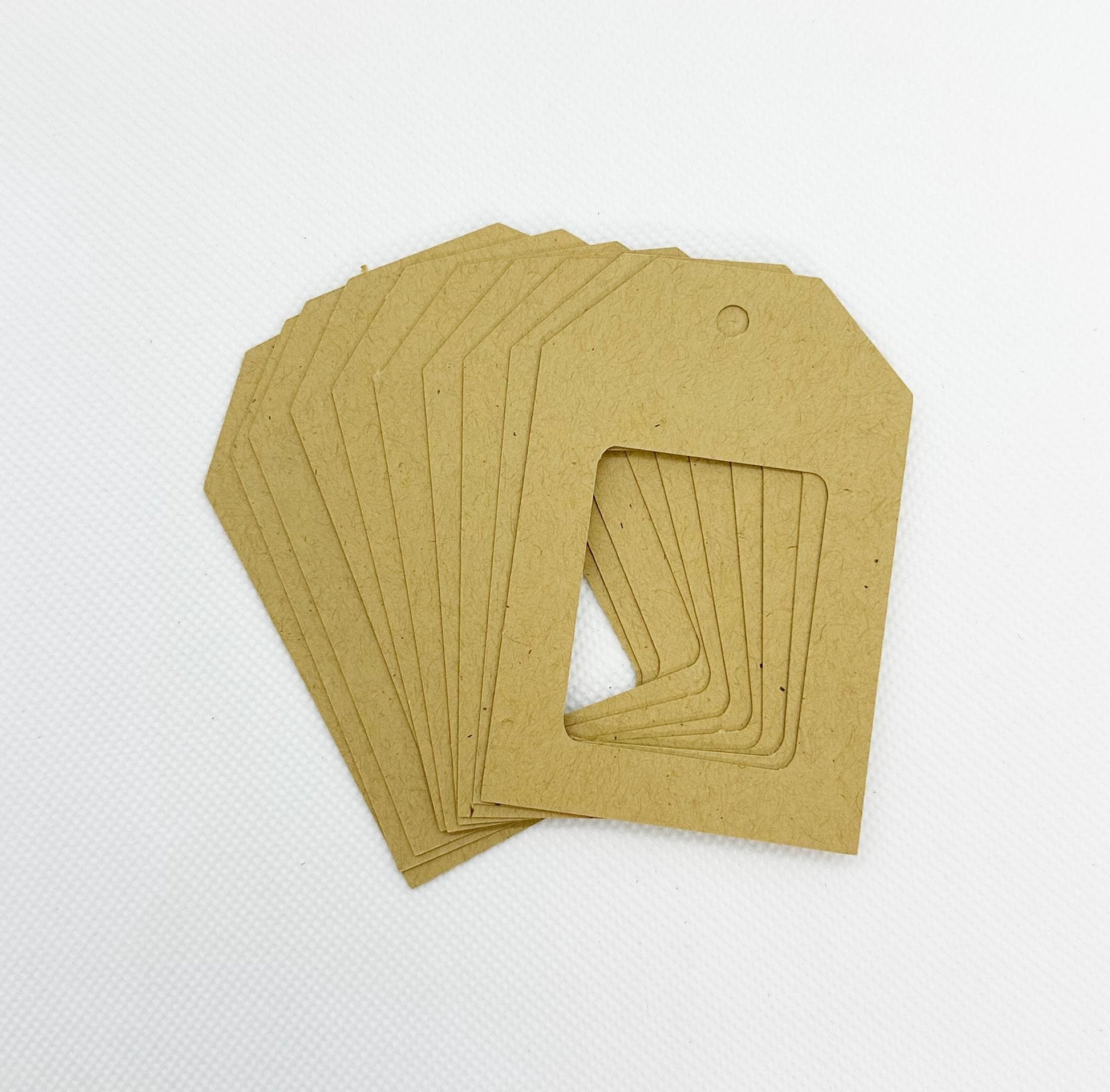 Die-Cut Frame Tags in Kraft with blank Small Card (etsy image id: 6695573466)