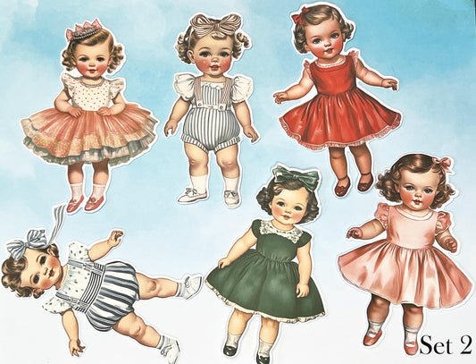 Vintage Style Baby Paper Dolls - 5 Inch Fussy Cut Ephemera, Set of 6 __etsy:6864895846