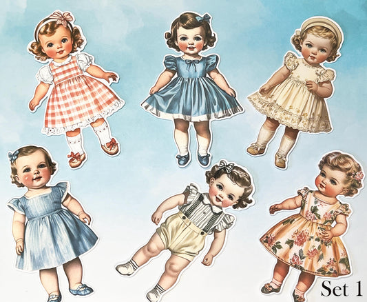 Vintage Style Baby Paper Dolls - 5 Inch Fussy Cut Ephemera, Set of 6 __etsy:6912876841