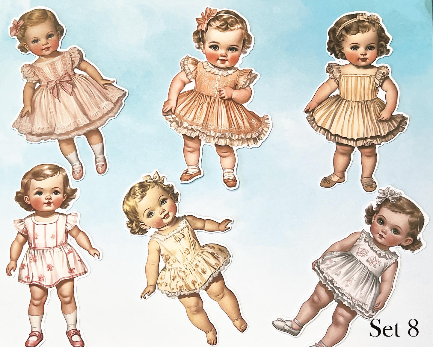 Vintage Style Baby Paper Dolls - 5 Inch Fussy Cut Ephemera, Set of 6 __etsy:6912876897
