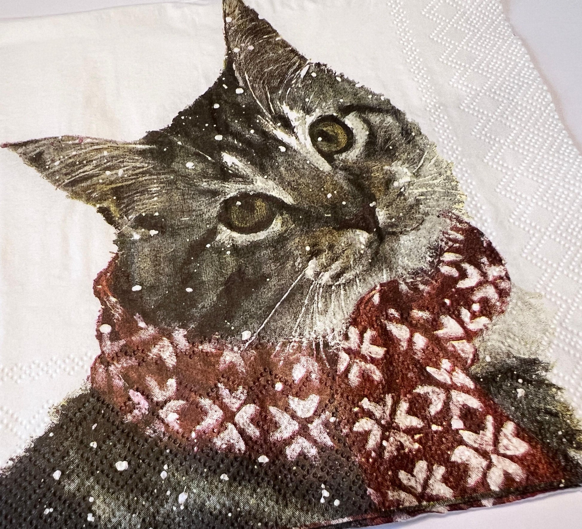 Christmas Napkins: Kitten, Cat, Mouse, Barnyard - Set of 8 (etsy image id: 7760615376)