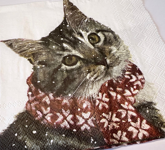 Christmas Napkins: Kitten, Cat, Mouse, Barnyard - Set of 8 (etsy image id: 7760615376)