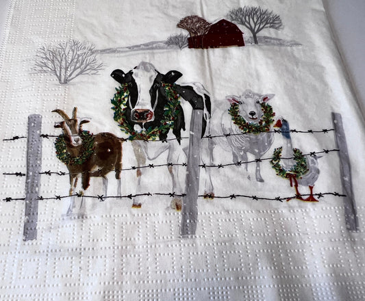 Christmas Napkins: Kitten, Cat, Mouse, Barnyard - Set of 8 (etsy image id: 7760615426)
