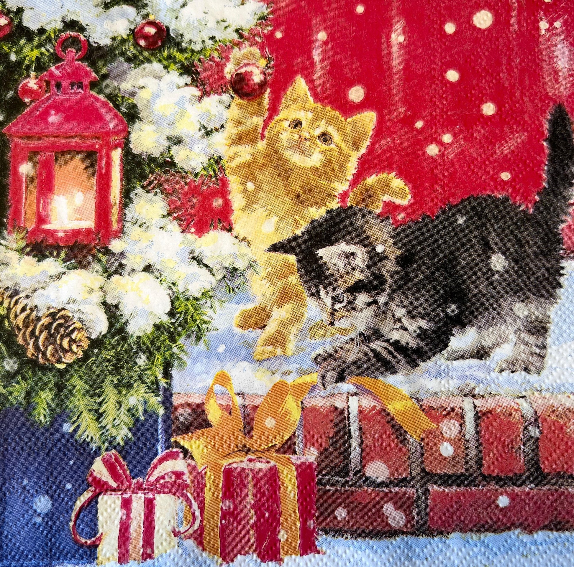 Christmas Napkins: Kitten, Cat, Mouse, Barnyard - Set of 8 (etsy image id: 7760615566)