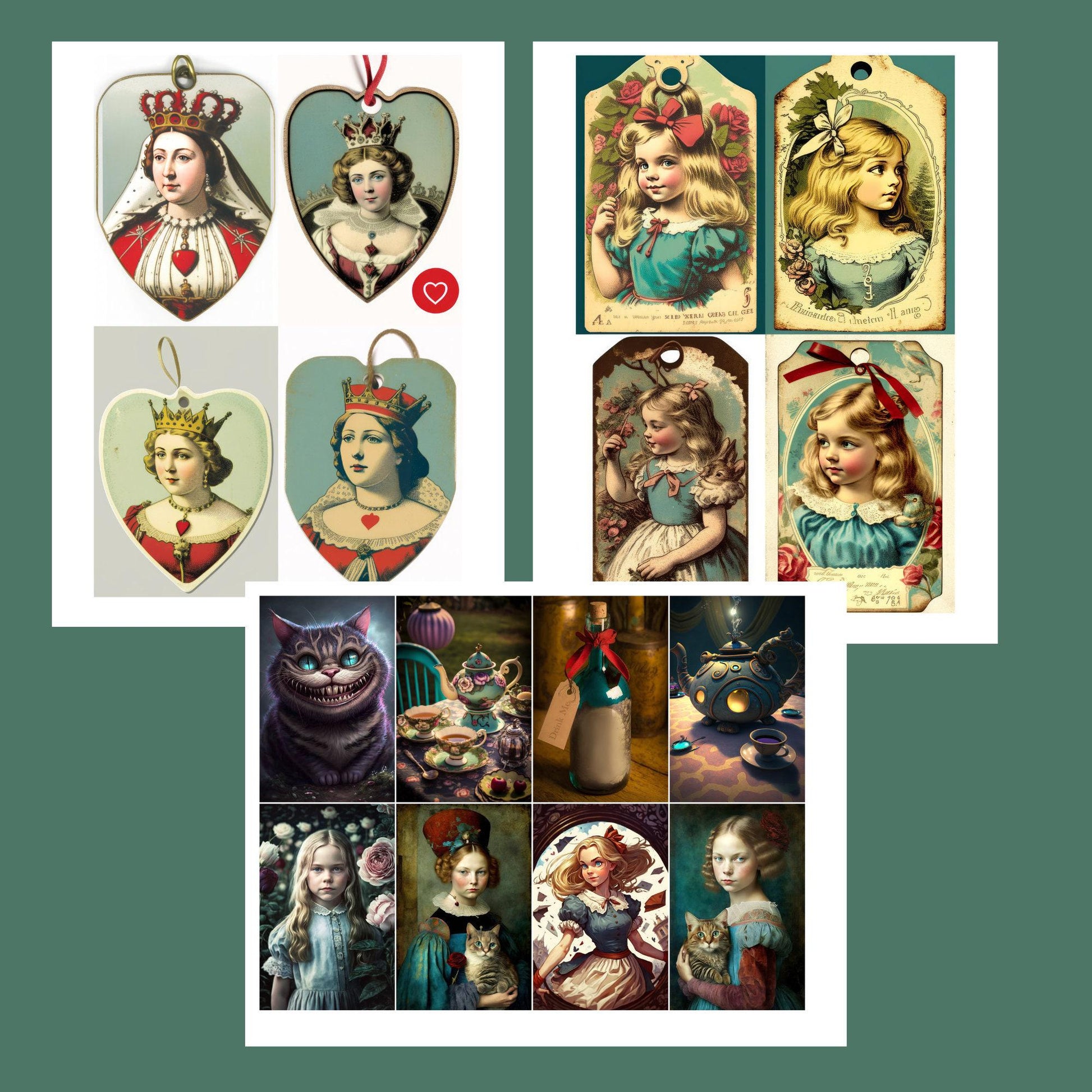 The Wonders of Alice vivid print Paper Pack - 18 sheets, 58 images (etsy image id: 7760618886)