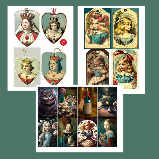The Wonders of Alice vivid print Paper Pack - 18 sheets, 58 images (etsy image id: 7760618886)