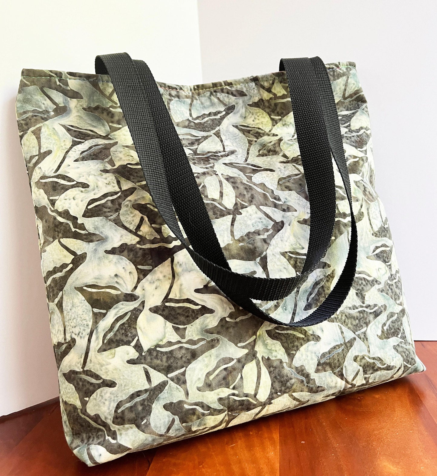 Handmade Tote Bag - Batik Gingko Leaf print fabric (etsy image id: 7760621354)
