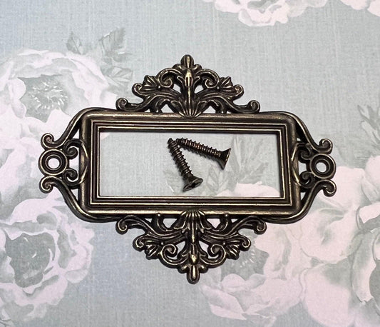 Book plate, filigree label holder with screws, set of 2 (etsy image id: 7760621696)