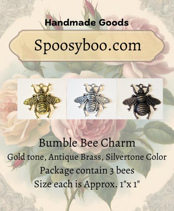 Bee Charms: Antique Brass, Silver, Gold - Scrapbooking, Journals (etsy image id: 7763953696)
