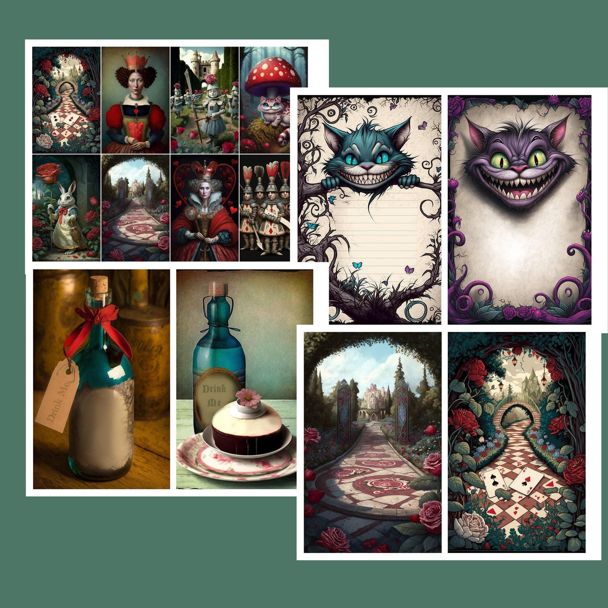 The Wonders of Alice vivid print Paper Pack - 18 sheets, 58 images (etsy image id: 7808566077)